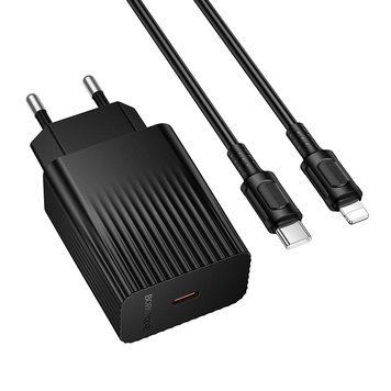 Мережевий зарядний пристрій з кабелем BOROFONE BAS75A Source single port PD30W charger set (C to iP) (EU) Black 634115433 фото