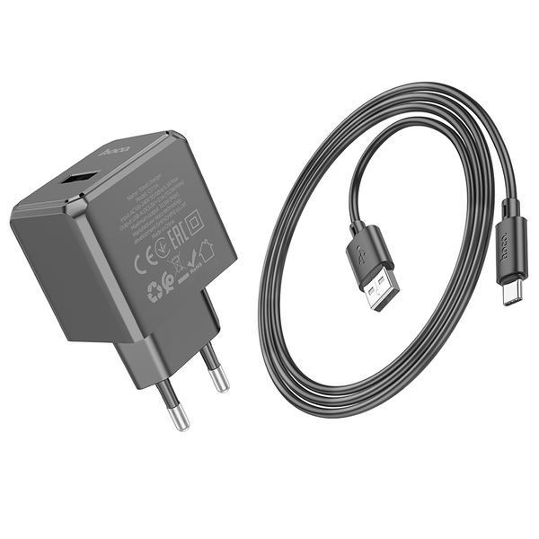 Мережевий зарядний пристрій з кабелем HOCO CS11A Ocean single port charger set(Type-C) White 374534767 фото