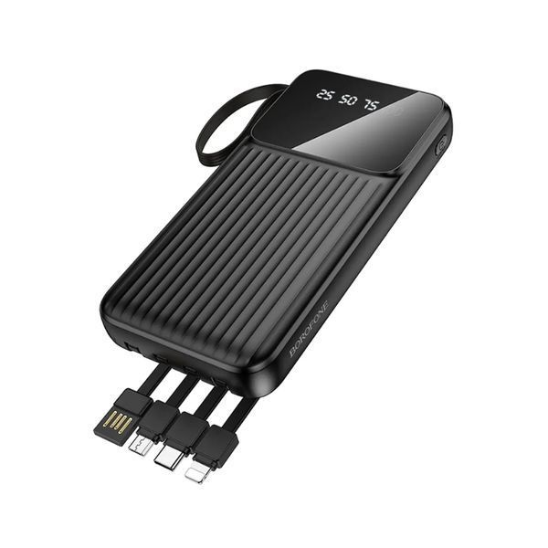 Зовнішній акумулятор BOROFONE BJ76 Smart power bank with 4 cables(10000mAh) Black 346778495 фото