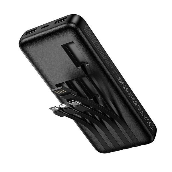 Зовнішній акумулятор HOCO J163 Wonderful power bank with 4 cables(10000mAh) Black 288960443 фото