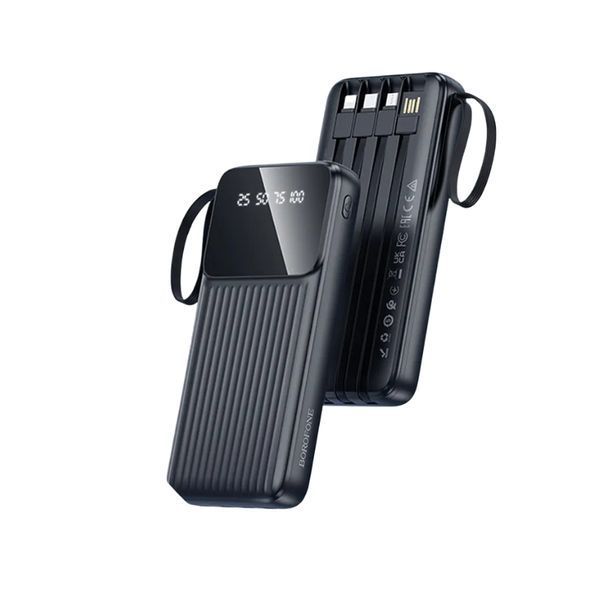 Зовнішній акумулятор BOROFONE BJ76 Smart power bank with 4 cables(10000mAh) Black 346778495 фото