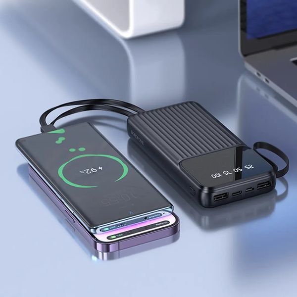 Зовнішній акумулятор BOROFONE BJ76 Smart power bank with 4 cables(10000mAh) Black 346778495 фото