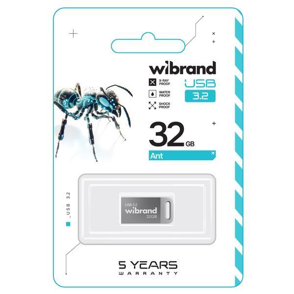 Флеш-накопичувач Wibrand USB 3.2 Gen1 Ant 32GB Silver 214651631 фото
