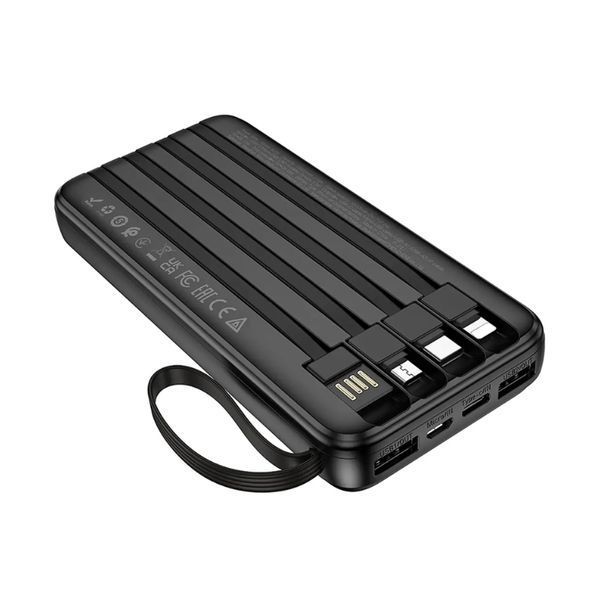 Зовнішній акумулятор BOROFONE BJ76 Smart power bank with 4 cables(10000mAh) Black 346778495 фото