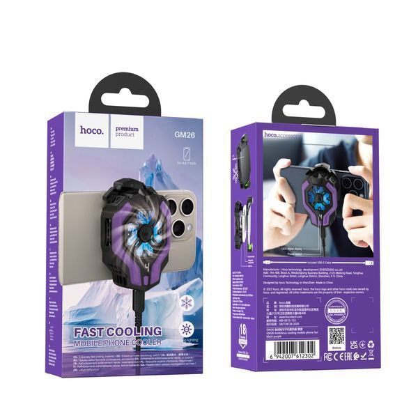Кулер для мобільного HOCO GM26 Ambitious cooling mobile phone fan Black 653396432 фото