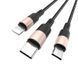 Кабель HOCO X26 USB to iP+Type-C+Micro 2A, 1m, nylon, aluminum connectors Black+Gold 807209718 фото 3