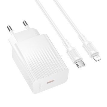 Мережевий зарядний пристрійз кабелем BOROFONE BAS75A Source single port PD30W charger set (C to iP) (EU) White 832868904 фото