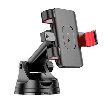 Автодержатель для телефона HOCO H22 Dragon automatic clamping car holder(center console) Red Black 105180403 фото