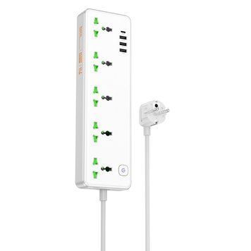 Мережевий подовжувач HOCO AC13A Talento 5-position socket(1C3A) (1,5 m) White 340300641 фото