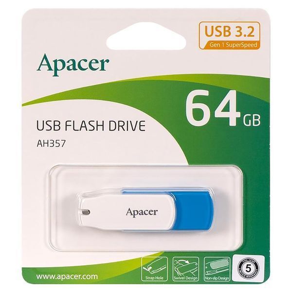 Флеш-накопитель Apacer USB 3.2 Gen 1 AH357 64GB Blue 106236365 фото