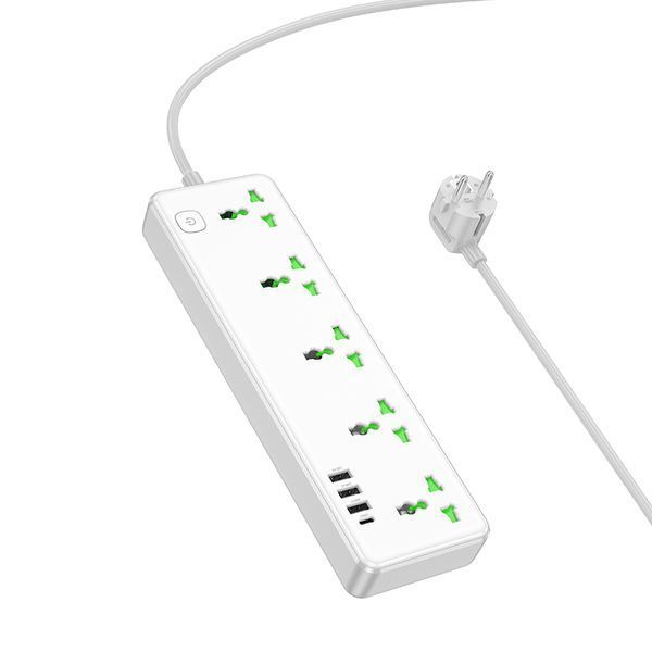 Мережевий подовжувач HOCO AC13A Talento 5-position socket(1C3A) (1,5 m) White 340300641 фото