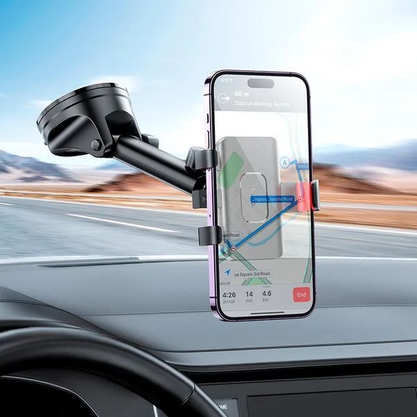 Автодержатель для телефона HOCO H22 Dragon automatic clamping car holder(center console) Red Black 105180403 фото