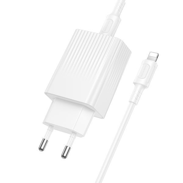 Мережевий зарядний пристрійз кабелем BOROFONE BAS75A Source single port PD30W charger set (C to iP) (EU) White 832868904 фото