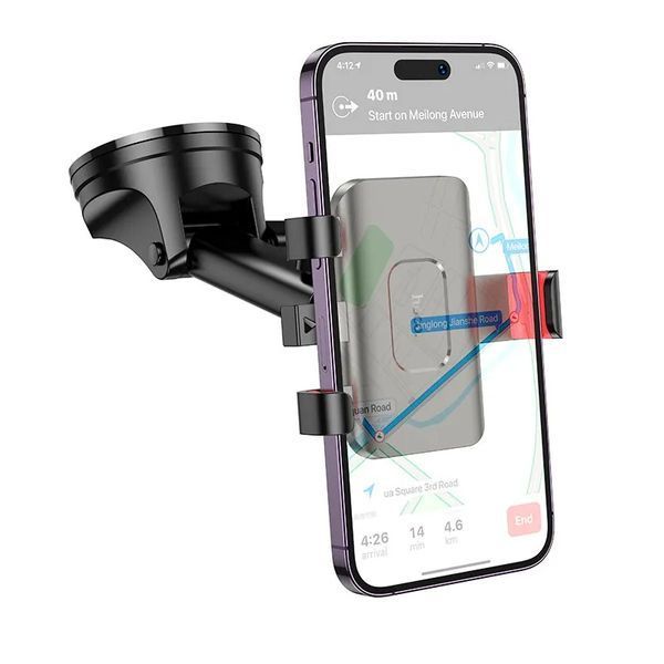 Автодержатель для телефона HOCO H22 Dragon automatic clamping car holder(center console) Red Black 105180403 фото