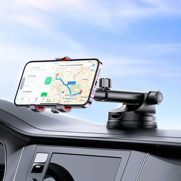 Автодержатель для телефона HOCO H22 Dragon automatic clamping car holder(center console) Red Black 105180403 фото