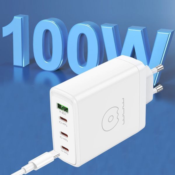 Мережевий зарядний пристрій WUW-C158 1USB 3Type-C + USB A PD100W white 636758872 фото