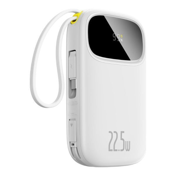 Зовнішній акумулятор Baseus EnerFill FC31 Digital Display Power Bank with 2 Built-in Cables 20000mAh 22.5W Moon White 113625036 фото