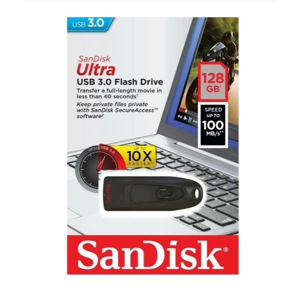 Флеш-накопичувач SanDisk USB 3.0 Ultra 128Gb (130Mb/s) Black 673103674 фото