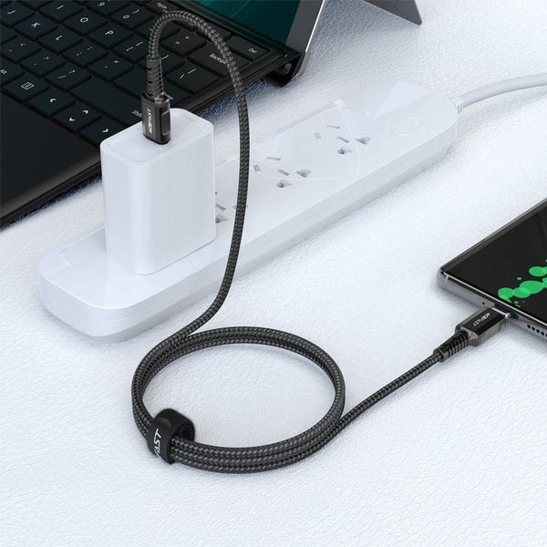 Кабель ACEFAST C1-03 Type-C to Type-C 3A, 1.2m, nylon, aluminum connectors, Black 595782438 фото
