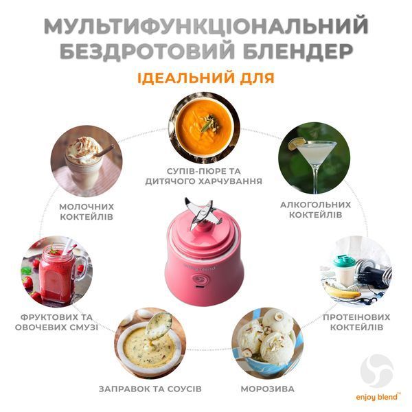 Портативный блендер ENJOY BLEND 63738399 рожевий (кораловий) 434786076 фото