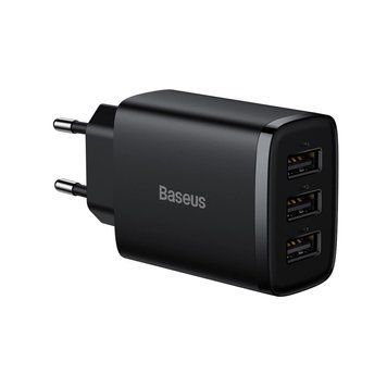 Мережевий зарядний пристрій Baseus Compact Charger 3U 17W EU Black 591306534 фото