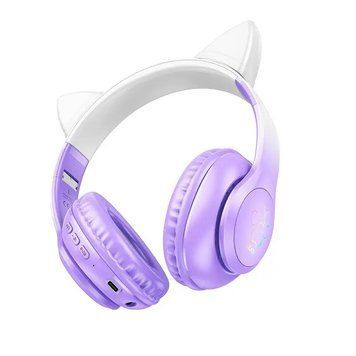Бездротові накладні навушники HOCO W42 Cat ears BT headphones Purple Grape 838881956 фото