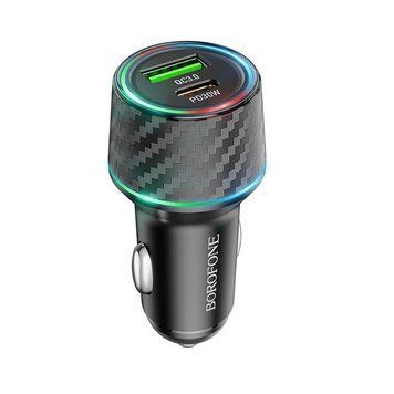 Автомобільний зарядний пристрій BOROFONE BZ21 Brilliant 48W dual port PD30W+QC3.0 car charger Black 570915599 фото