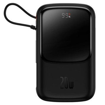 Зовнішній акумулятор Baseus Qpow Pro Digital Display Fast Charge 10000mAh 20W (Type-C cable) Black 881815298 фото