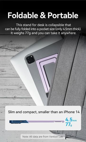 Держатель для телефона Vention Portable Cell Phone Stand Holder for Desk Aluminum Alloy Type Gray (KCZH0) 574084366 фото