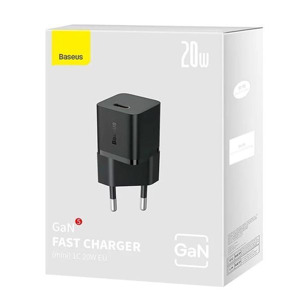 Сетевое зарядное устройство Baseus GaN5 Fast Charger(mini) 1C 20W EU Black 636218787 фото