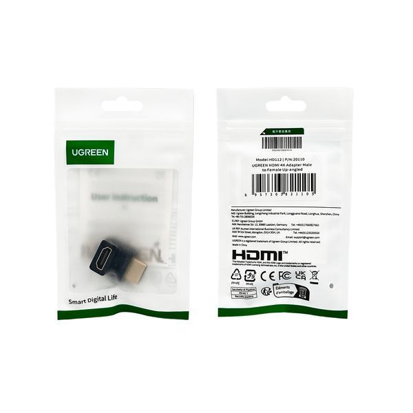 Адаптер UGREEN HDMI 4K Adapter Male to Female Up-angled 834326116 фото