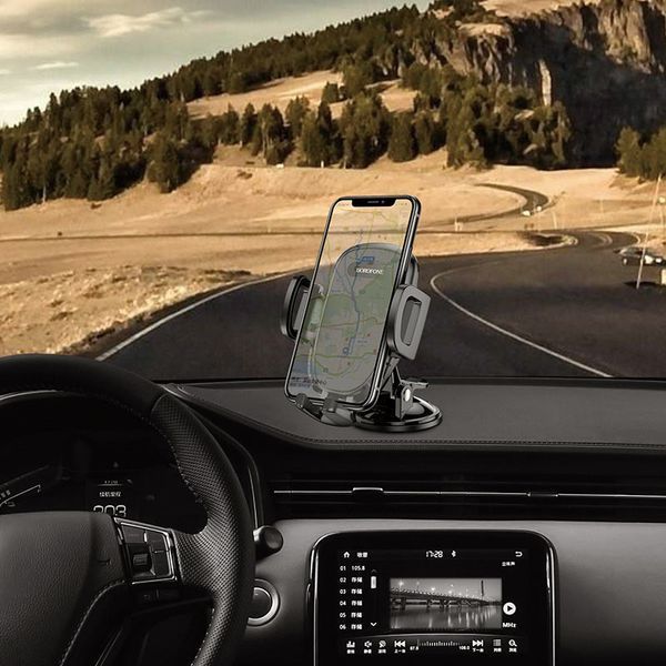 Автодержатель для телефона BOROFONE BH37 Route push type suction cup car holder Black 777315290 фото