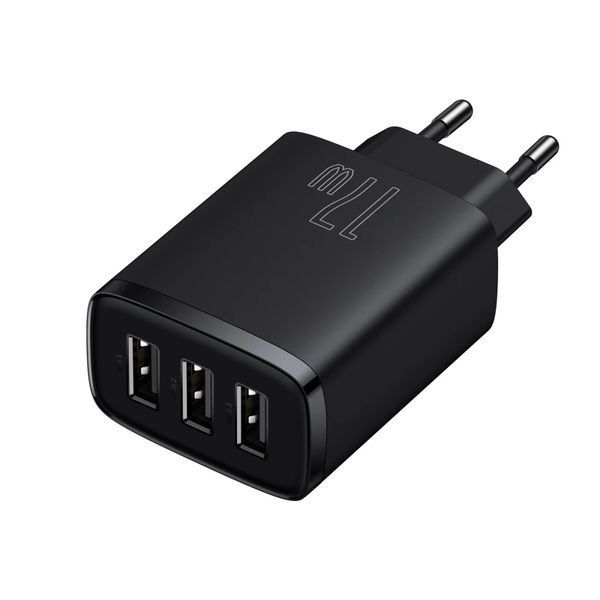 Мережевий зарядний пристрій Baseus Compact Charger 3U 17W EU Black 591306534 фото