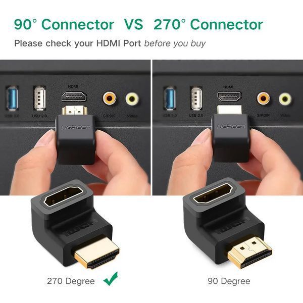 Адаптер UGREEN HDMI 4K Adapter Male to Female Up-angled 834326116 фото