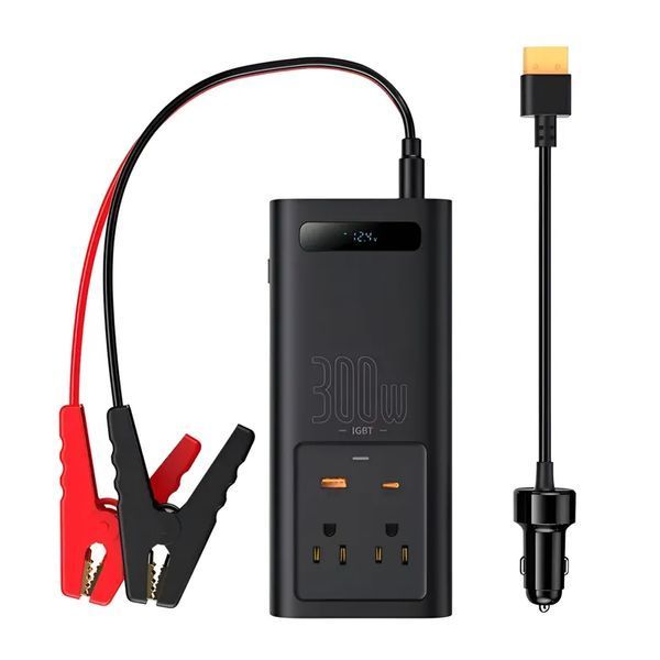 Автомобільний інвертор для електросамокатів Baseus IGBT Power Inverter 300W (110V US/JP ) Black + перехідник 929521092 фото
