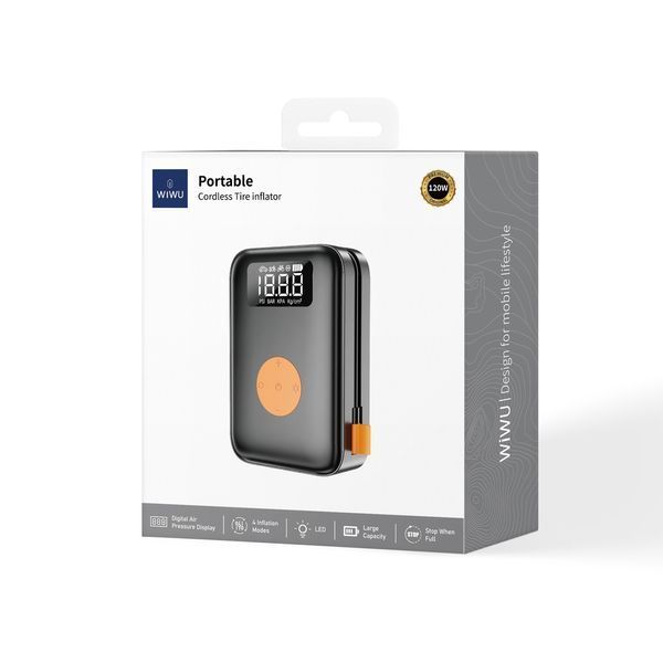 Автомобільний насос WIWU Portable Cordless Tire inflator Wi-Ai003 Black 605744599 фото