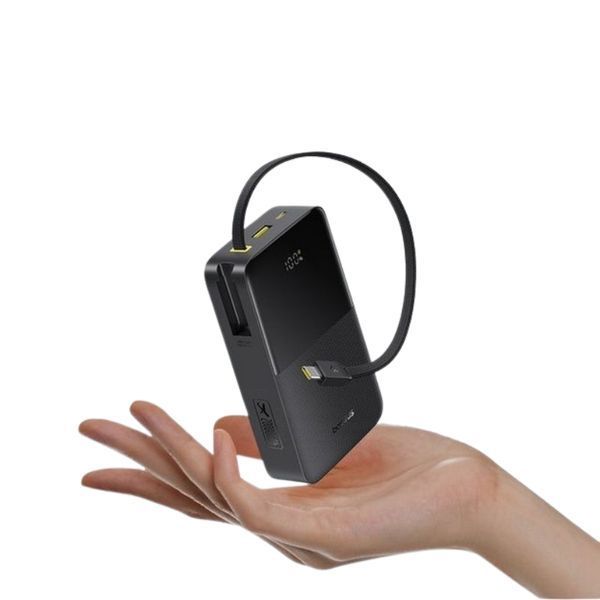 Зовнішній акумулятор Baseus EnerFill FC51 Bipow 2 Pro Digital Display Power Bank with Built-in Cable 20000mAh 22.5W Cosmic Black 487174699 фото