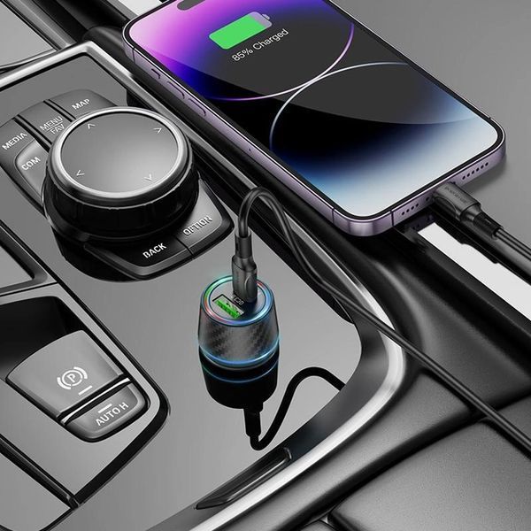 Автомобільний зарядний пристрій BOROFONE BZ21 Brilliant 48W dual port PD30W+QC3.0 car charger Black 570915599 фото
