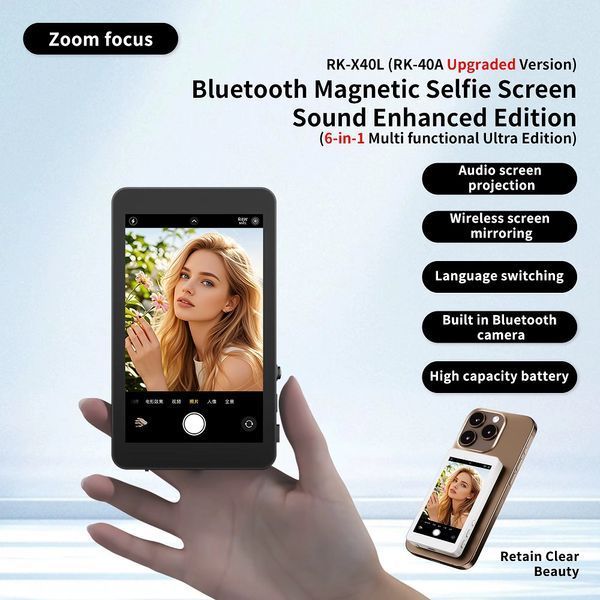 Додатковий екран Magnetic selfie screen RK-X40L камери смартфона Black 334819160 фото