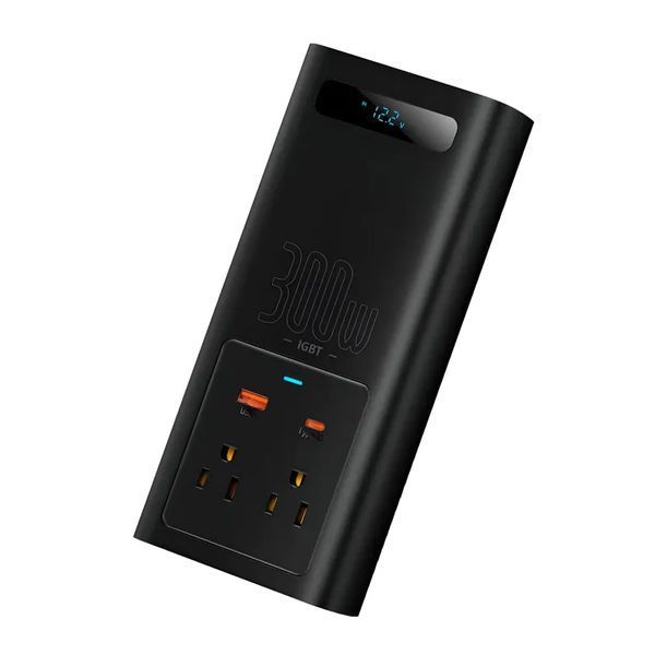 Автомобільний інвертор для електросамокатів Baseus IGBT Power Inverter 300W (110V US/JP ) Black + перехідник 929521092 фото