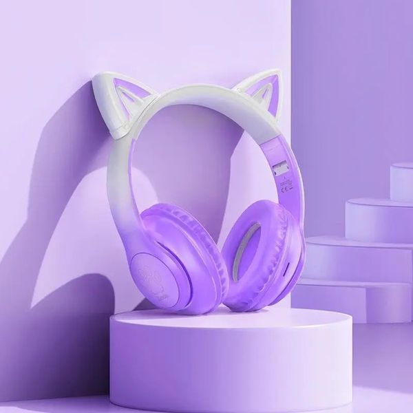 Бездротові накладні навушники HOCO W42 Cat ears BT headphones Purple Grape 838881956 фото