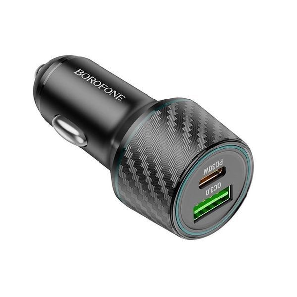 Автомобільний зарядний пристрій BOROFONE BZ21 Brilliant 48W dual port PD30W+QC3.0 car charger Black 570915599 фото