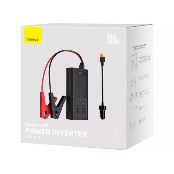 Автомобільний інвертор для електросамокатів Baseus IGBT Power Inverter 300W (110V US/JP ) Black + перехідник 929521092 фото