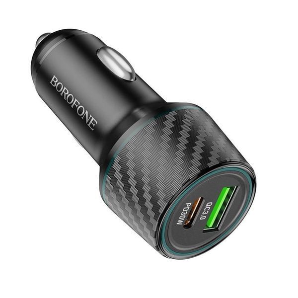 Автомобільний зарядний пристрій BOROFONE BZ21 Brilliant 48W dual port PD30W+QC3.0 car charger Black 570915599 фото