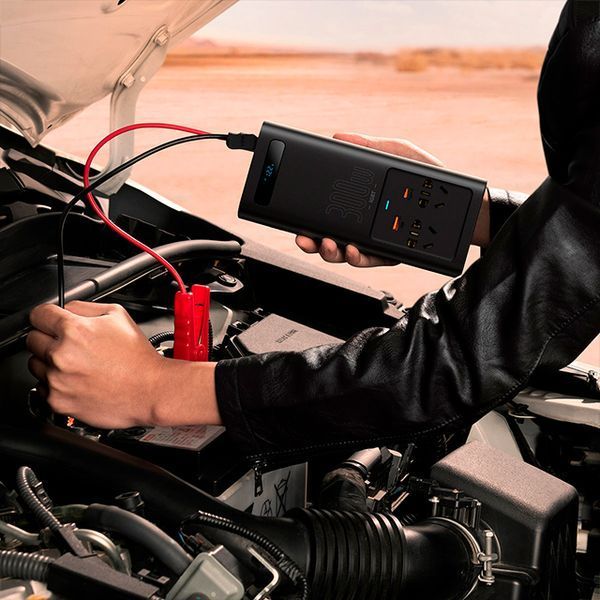 Автомобільний інвертор для електросамокатів Baseus IGBT Power Inverter 300W (110V US/JP ) Black + перехідник 929521092 фото