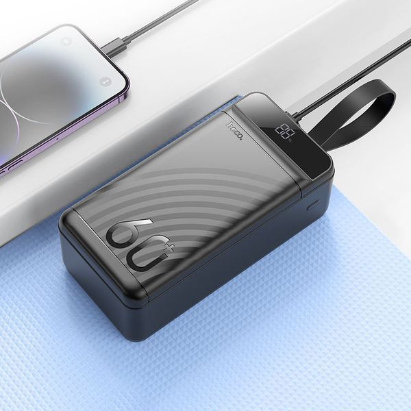 Зовнішній акумулятор HOCO J123C Element 22.5W+PD20W fully compatible power bank with digital display(60000mAh) Black 549450812 фото