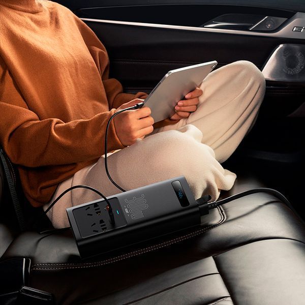 Автомобільний інвертор для електросамокатів Baseus IGBT Power Inverter 300W (110V US/JP ) Black + перехідник 929521092 фото