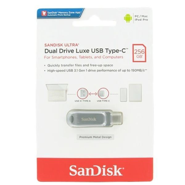 Флеш-накопичувач SanDisk USB 3.1 Ultra Dual Luxe Type-C 256Gb (150 Mb/s) 746403781 фото