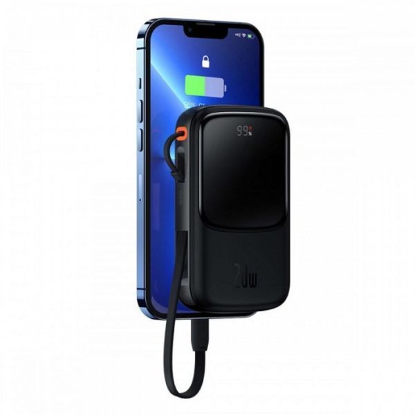 Зовнішній акумулятор Baseus Qpow Pro Digital Display Fast Charge 10000mAh 20W (Type-C cable) Black 881815298 фото