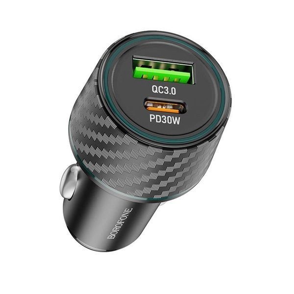 Автомобільний зарядний пристрій BOROFONE BZ21 Brilliant 48W dual port PD30W+QC3.0 car charger Black 570915599 фото